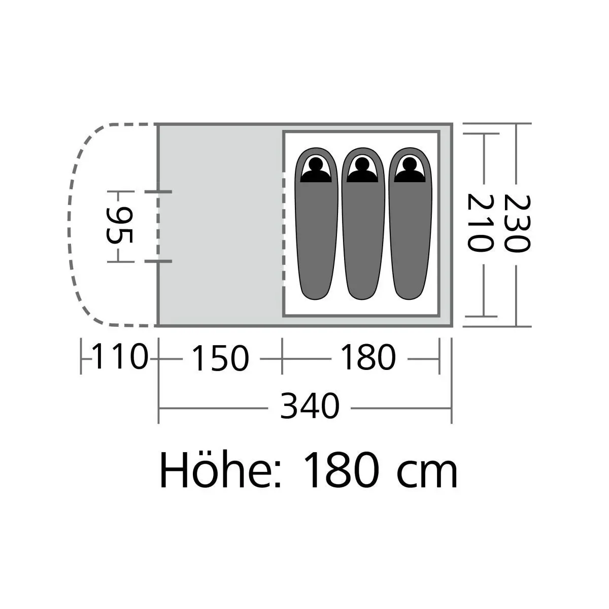 Palmdale alagútsátor - 230 x 180 x 340 cm