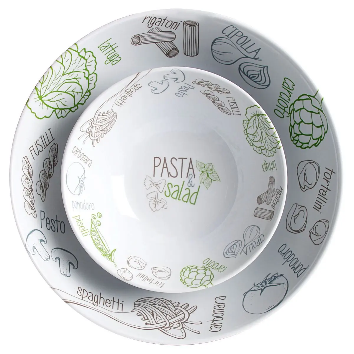 Set paste și salate, inclusiv carte de bucate - 1 bol 29,5 cm, 4 boluri 20 cm