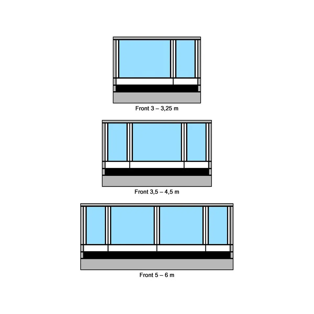 Partea din fata a Residence G3 pentru copertina lungime 3 m, inaltime S/M/L/XL