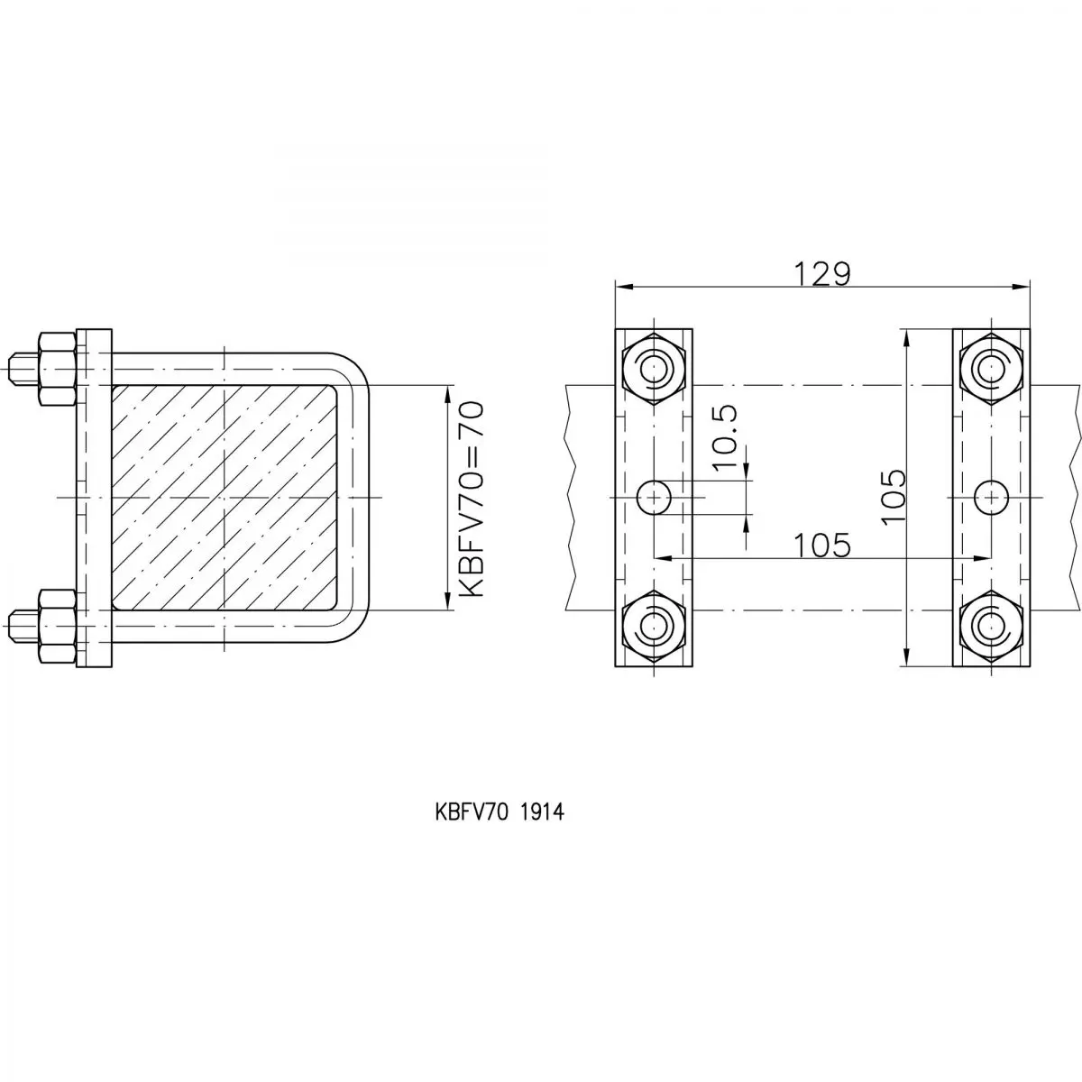 Suport clemă cu atașament - pentru țeavă pătrată de 70 mm