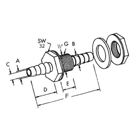 Conector rezervor - 10/12 mm, în ambalaj de afișare autoservire