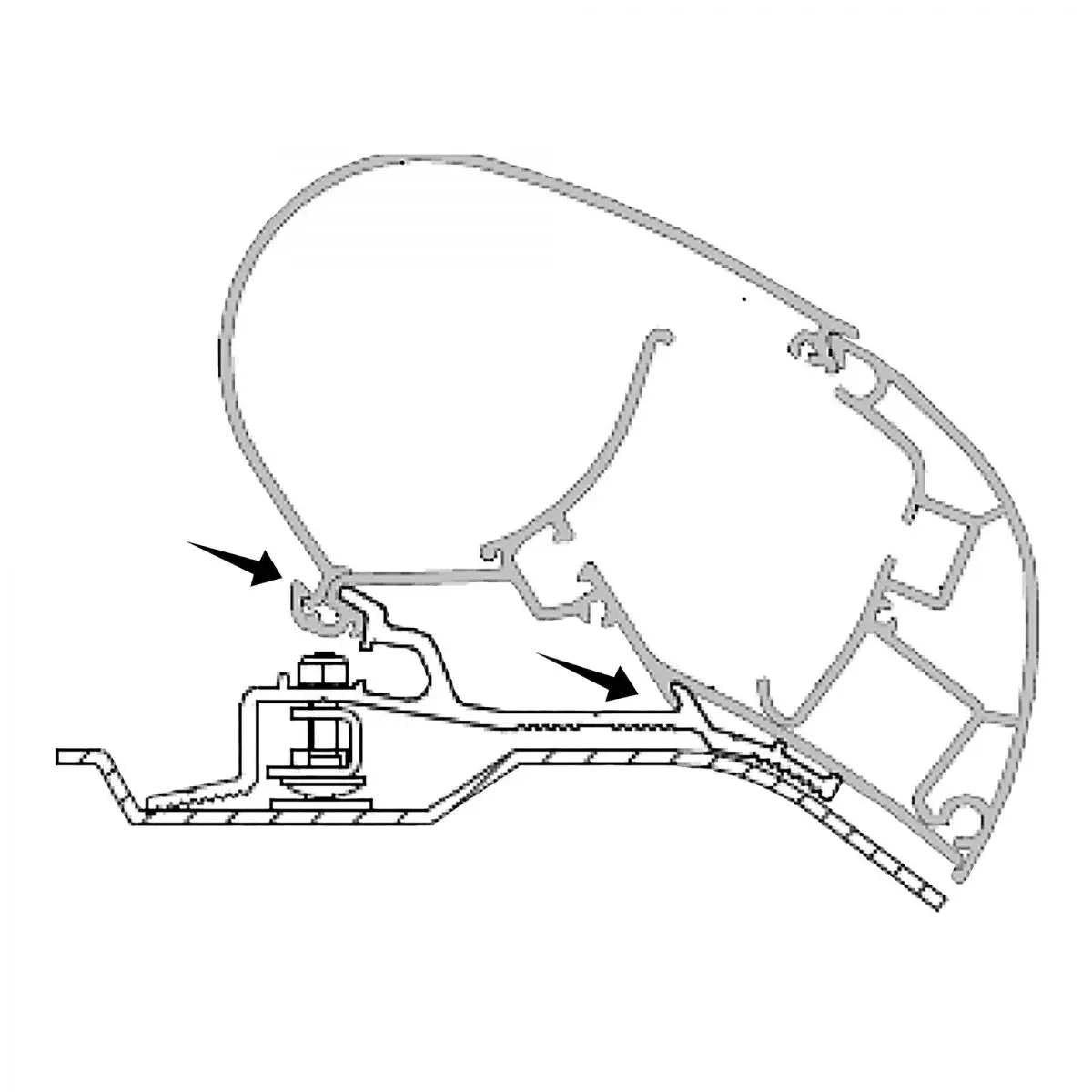 Adaptor pentru Fiat Ducato din 2006/07 la copertine Dometic Seria 2, lungime 4 m