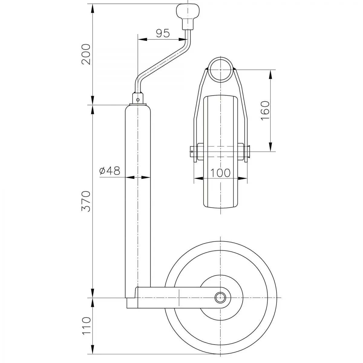 Roata de tractiune - 215 x 70 mm, plastic, janta din plastic