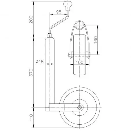 Roata de tractiune - 215 x 70 mm, plastic, janta din plastic